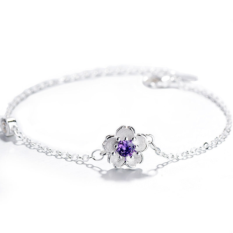 Bracelet Sweet Sakura – Chaîne en alliage réglable avec pendentif fleur de cerisier rose