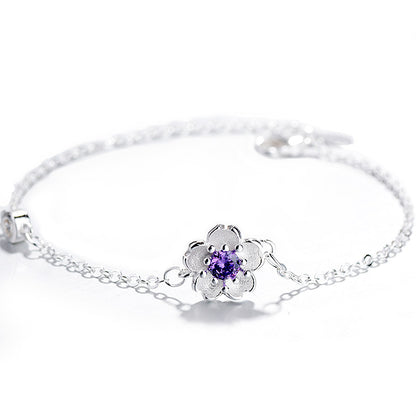 Bracelet Sweet Sakura – Chaîne en alliage réglable avec pendentif fleur de cerisier rose