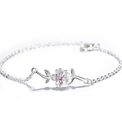 Bracelet Sweet Sakura – Chaîne en alliage réglable avec pendentif fleur de cerisier rose
