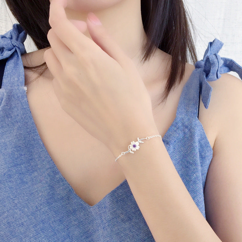 Bracelet Sweet Sakura – Chaîne en alliage réglable avec pendentif fleur de cerisier rose