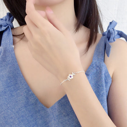 Bracelet Sweet Sakura – Chaîne en alliage réglable avec pendentif fleur de cerisier rose