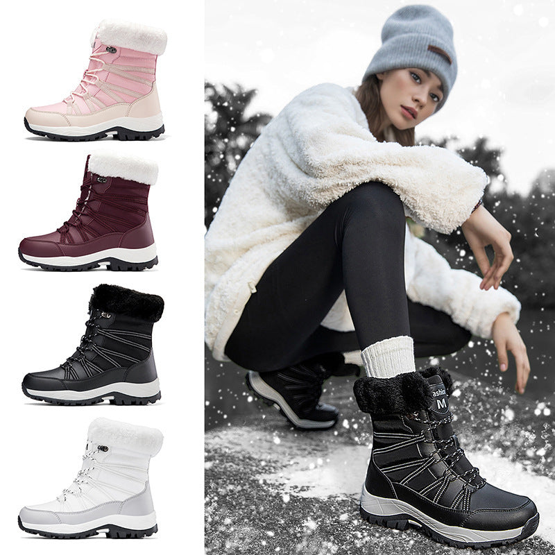 Bottes d’Hiver Chaudes Antidérapantes avec Doublure Polaire – Chaussures Rembourrées Mi-hautes