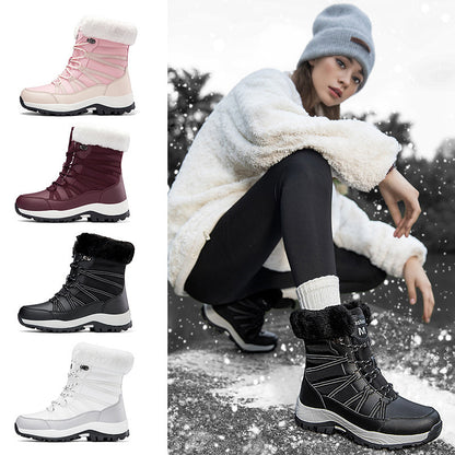 Bottes d’Hiver Chaudes Antidérapantes avec Doublure Polaire – Chaussures Rembourrées Mi-hautes