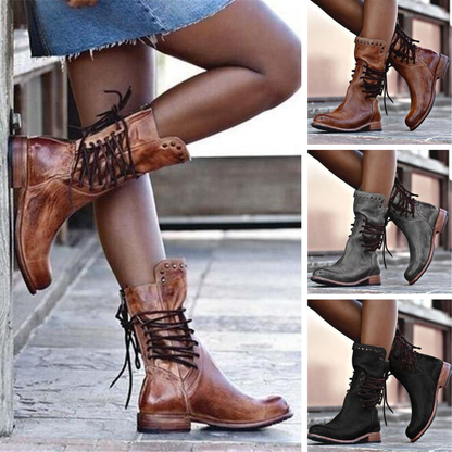 Élégance Urbaine™ | Bottes mi-mollet cloutées — Style rétro & confort quotidien